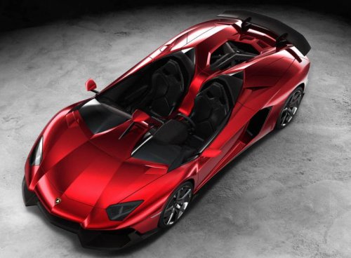 A high angle shot of the new Lamborghini Aventador J 